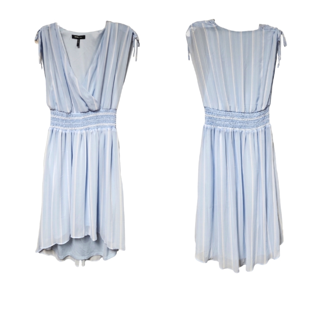 BCBG Blue and White Striped Hi-Low Fully Lined Dress Sz Medium